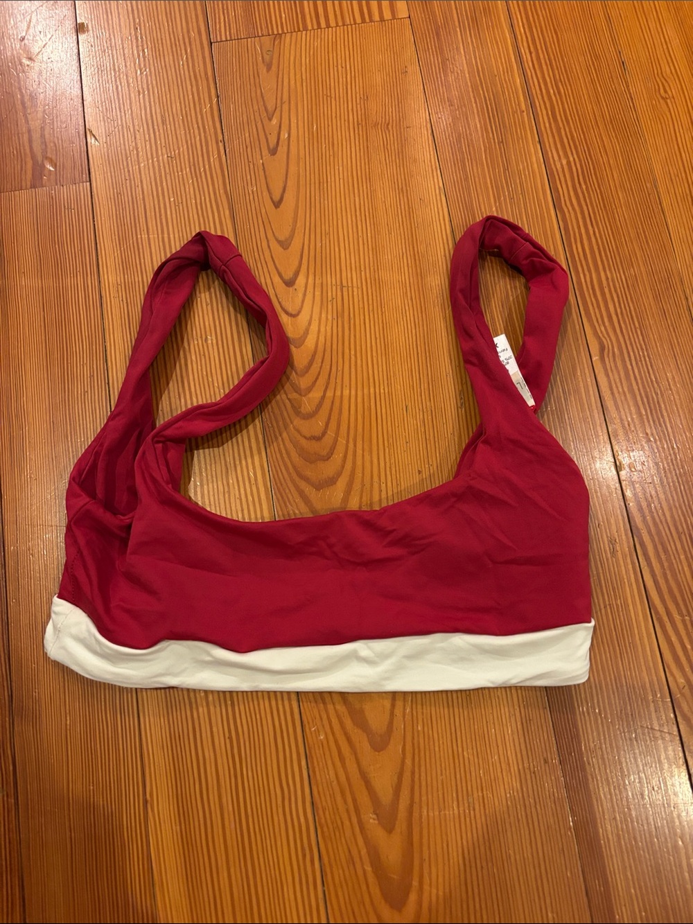 l*space Red and White Scoop Bikini Top